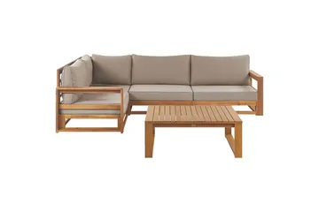 Loungegrupp Timor Ljus trä/beige, Ja, Högervänd