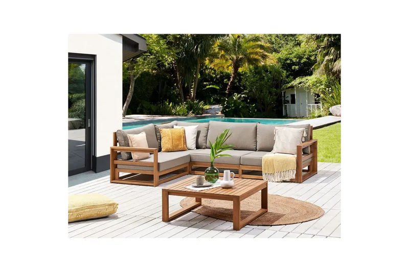 Loungegrupp Timor Ljus trä/beige, Ja, Högervänd - Ljus trä/beige, Ja, Högervänd - Trädgård & spabad - Utemiljö - Altan & terrass - Altanmöbler