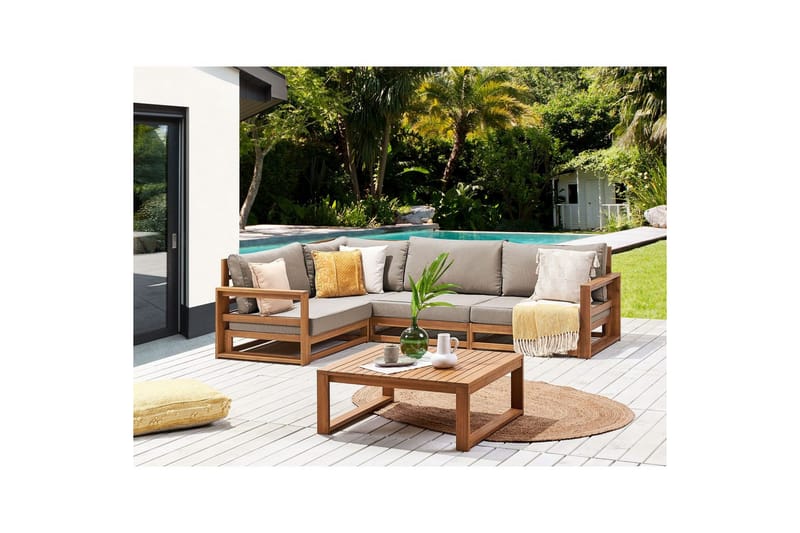 Loungegrupp Timor Ljus trä/beige, Ja, Högervänd - Ljus trä/beige, Ja, Högervänd - Trädgård & spabad - Utemiljö - Altan & terrass - Altanmöbler