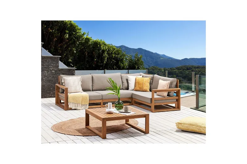 Loungegrupp Timor Ljus trä/beige, Ja, Vänstervänd - Ljus trä/beige, Ja, Vänstervänd - Trädgård & spabad - Utemiljö - Altan & terrass - Altanmöbler