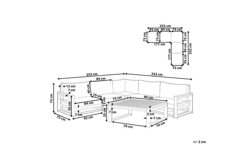 Loungegrupp Timor Ljus trä/grått/beige, Ja, Vändbar - Ljus trä/grått/beige, Ja, Vändbar - Trädgård & spabad - Utemiljö - Altan & terrass - Altanmöbler