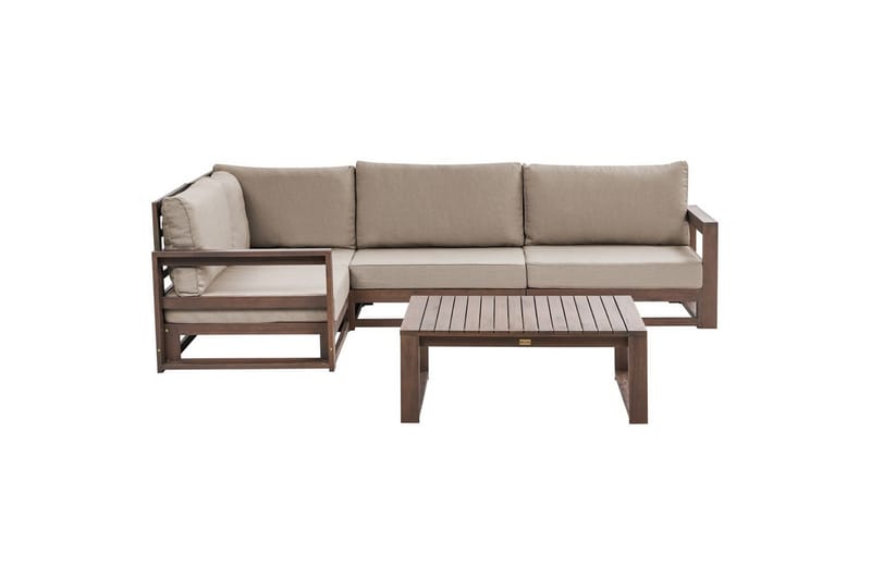 Loungegrupp Timor Mörk trä/beige/grå, Ja, Högervänd - Mörk trä/beige/grå, Ja, Högervänd - Trädgård & spabad - Utemiljö - Altan & terrass - Altanmöbler