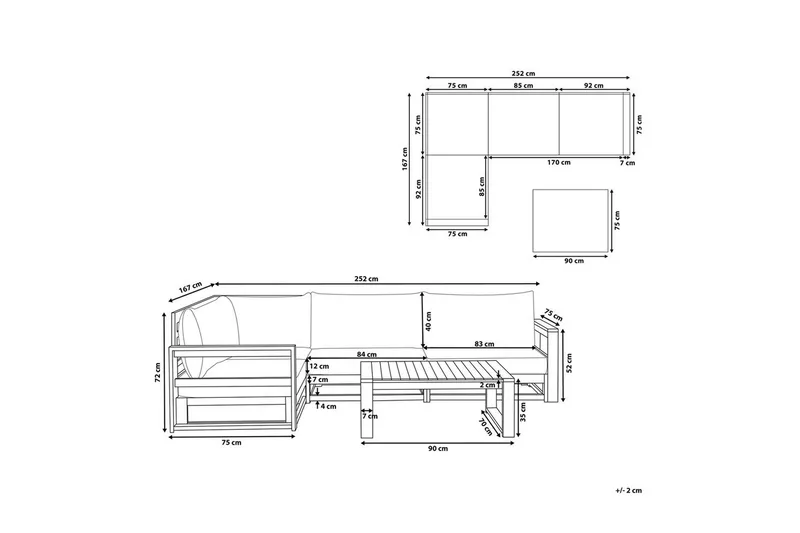 Loungegrupp Timor Mörk trä/beige/grå, Ja, Högervänd - Mörk trä/beige/grå, Ja, Högervänd - Trädgård & spabad - Utemiljö - Altan & terrass - Altanmöbler