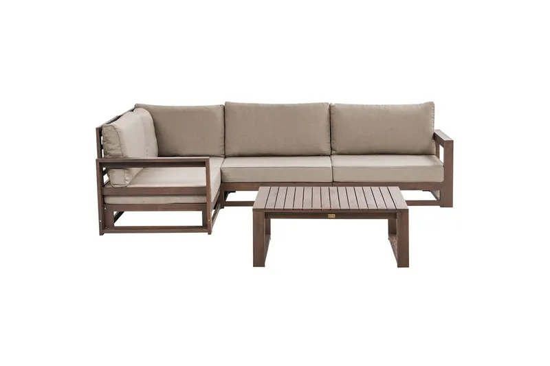 Loungegrupp Timor Mörk trä/beige/grå, Ja, Högervänd, Mörk trä/beige/grå, Ja, Högervänd