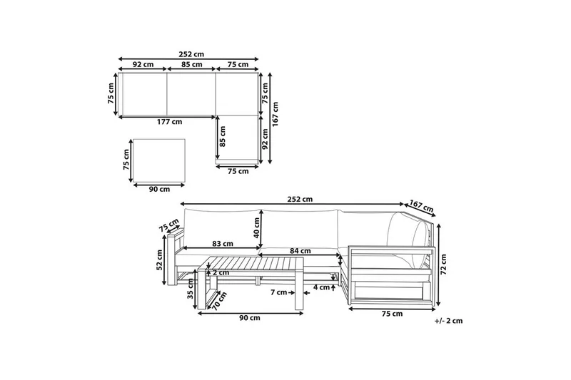 Loungegrupp Timor Mörk trä/beige/grå, Ja, Vänstervänd - Mörk trä/beige/grå, Ja, Vänstervänd - Trädgård & spabad - Utemiljö - Altan & terrass - Altanmöbler