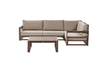 Loungegrupp Timor Mörk trä/beige/grå, Ja, Vänstervänd