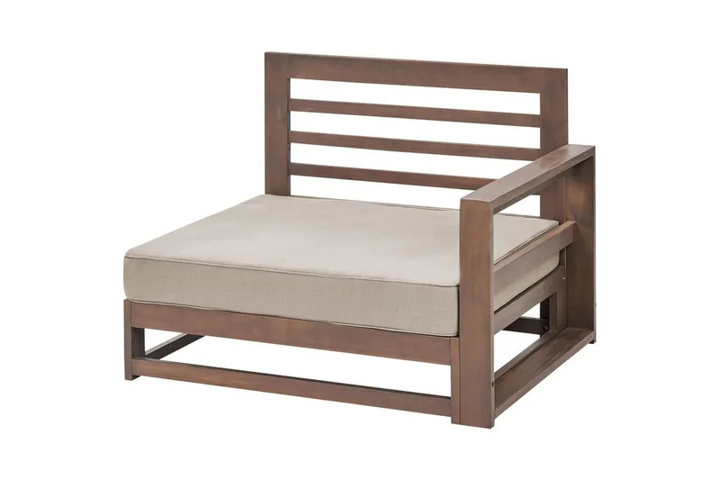 Loungegrupp Timor Mörk trä/beige/grå, Ja, Vänstervänd - Mörk trä/beige/grå, Ja, Vänstervänd - Trädgård & spabad - Utemiljö - Altan & terrass - Altanmöbler