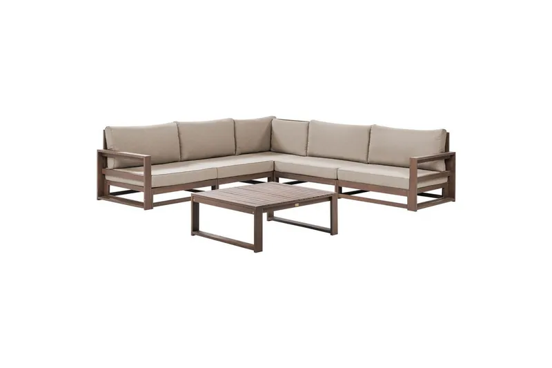 Loungegrupp Timor Mörkt trä/grått/beige, Ja, Vändbar, Mörkt trä/grått/beige, Ja, Vändbar