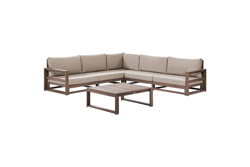 Loungegrupp Timor Mörkt trä/grått/beige, Ja, Vändbar - Mörkt trä/grått/beige, Ja, Vändbar - Trädgård & spabad - Utemiljö - Altan & terrass - Altanmöbler