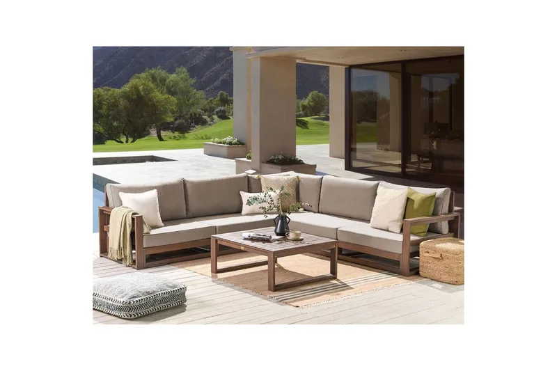 Loungegrupp Timor Mörkt trä/grått/beige, Ja, Vändbar - Mörkt trä/grått/beige, Ja, Vändbar - Trädgård & spabad - Utemiljö - Altan & terrass - Altanmöbler