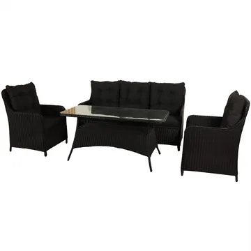 Loungegrupp utemöbler | Svart konstrotting | Rögrund - Utemöbler - Loungemöbler - Soffgrupp utomhus