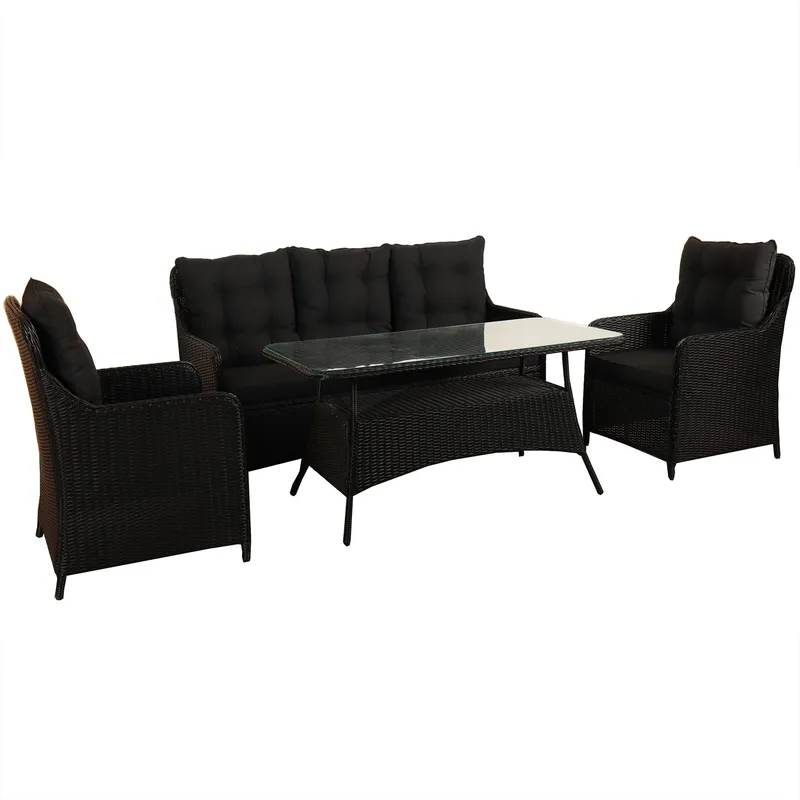 Loungegrupp utemöbler | Svart konstrotting | Rögrund - Trädgård & spabad - Utemiljö - Altan & terrass - Altanmöbler