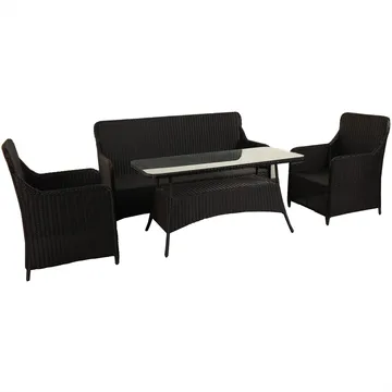 Loungegrupp utemöbler | Svart konstrotting | Rögrund - Utemöbler - Loungemöbler - Soffgrupp utomhus