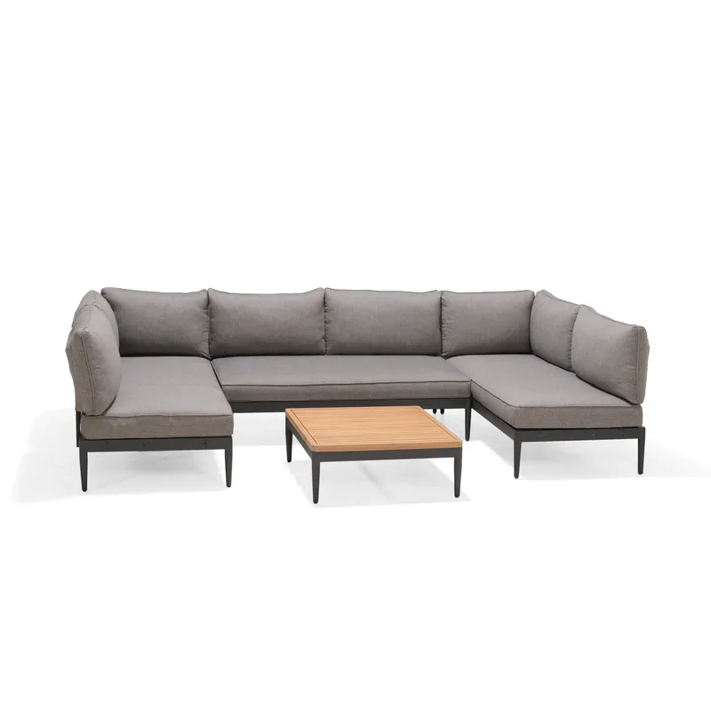 Loungegrupp Utomhus TOPAZ vänster/höger 6-sitssoffa + soffbord 73 cm, magnesiumgrå