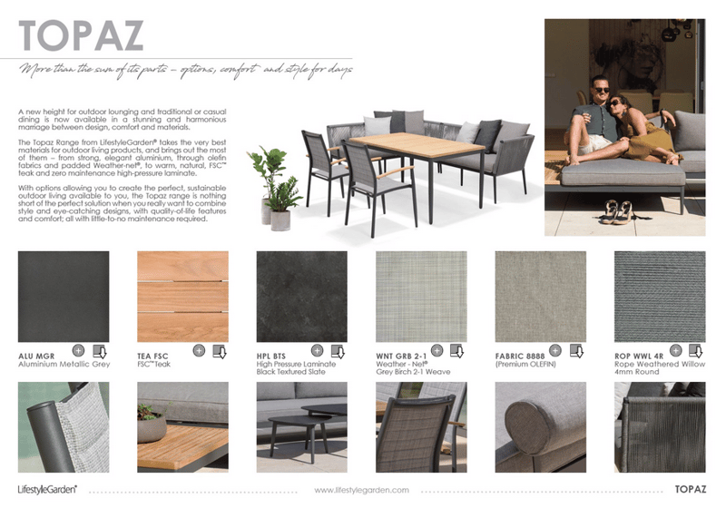 Loungegrupp Utomhus TOPAZ vänster/höger 6-sitssoffa + soffbord 73 cm - magnesiumgrå - Trädgård & spabad - Utemiljö - Altan & terrass - Altanmöbler