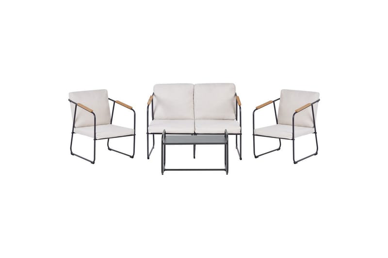 Loungegrupp Vezzana Beige/ljust trä/svart - Beige/ljust trä/svart - Trädgård & spabad - Utemiljö - Altan & terrass - Altanmöbler