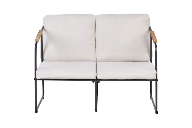 Loungegrupp Vezzana Beige/ljust trä/svart - Beige/ljust trä/svart - Trädgård & spabad - Utemiljö - Altan & terrass - Altanmöbler