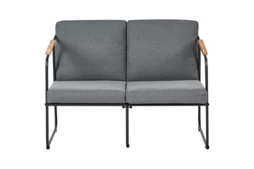 Loungegrupp Vezzana Grå/ljust trä/svart - Grå/ljust trä/svart - Utemöbler - Loungemöbler - Soffgrupp utomhus