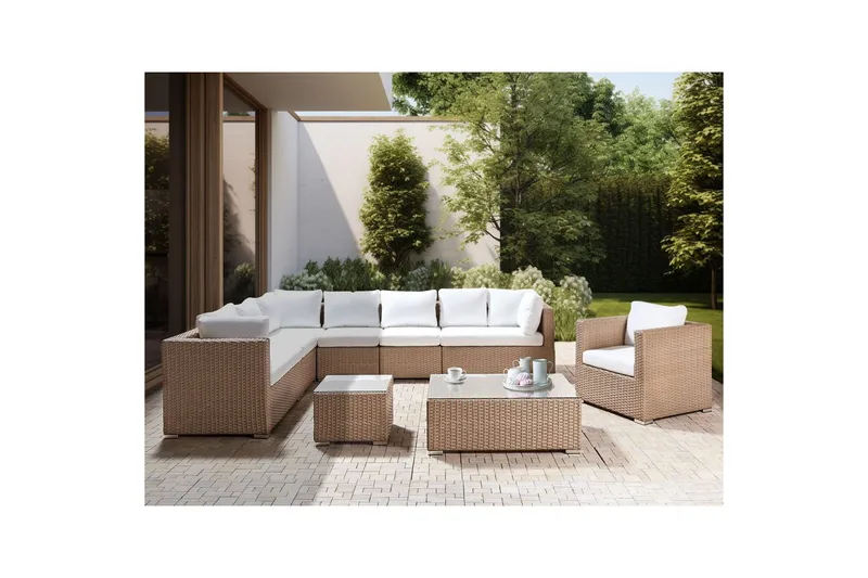Loungegrupp XXL Beige/vit - Beige/vit - Trädgård & spabad - Utemiljö - Altan & terrass - Altanmöbler