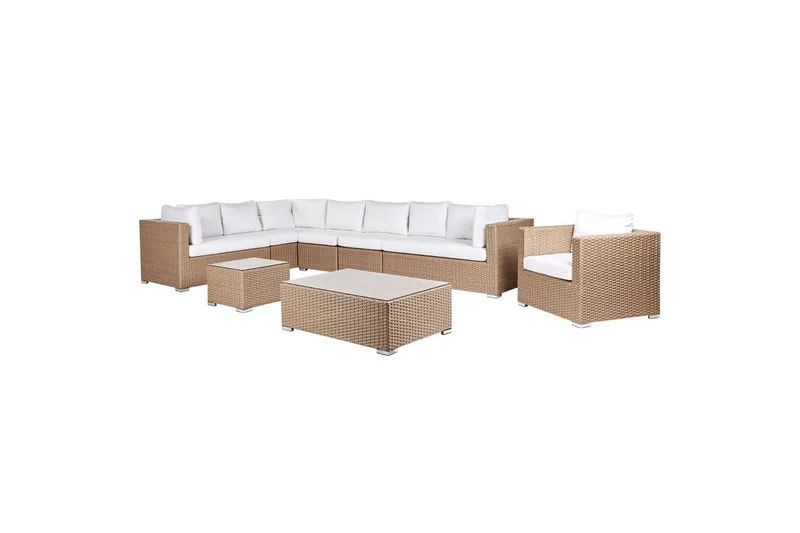 Loungegrupp XXL Beige/vit - Beige/vit - Trädgård & spabad - Utemiljö - Altan & terrass - Altanmöbler