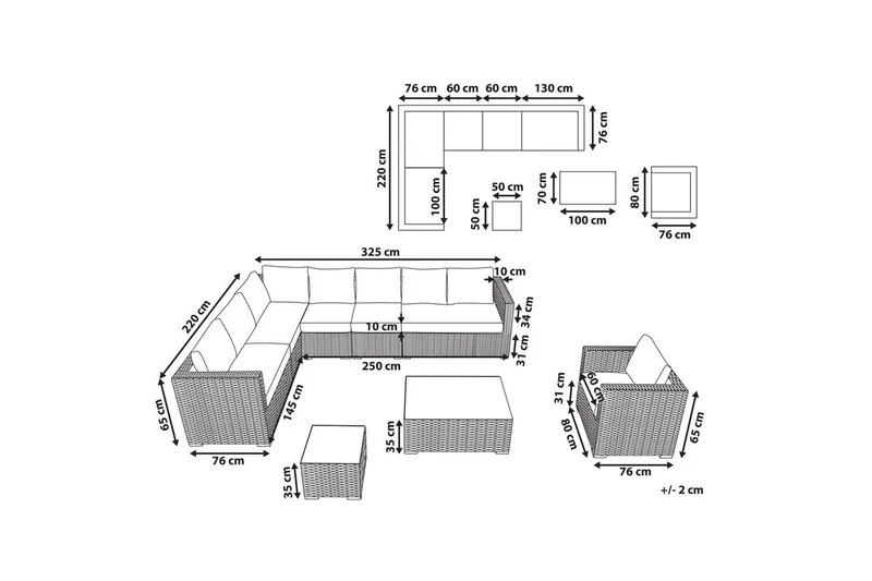 Loungegrupp XXL Beige/vit - Beige/vit - Trädgård & spabad - Utemiljö - Altan & terrass - Altanmöbler