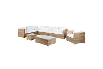 Loungegrupp XXL Brun/Vit - Brun/Vit - Utemöbler - Loungemöbler - Soffgrupp utomhus
