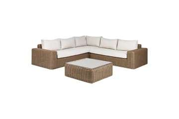 Loungegrupp Palermo Brun/Vit - Brun/Vit - Utemöbler - Loungemöbler - Soffgrupp utomhus