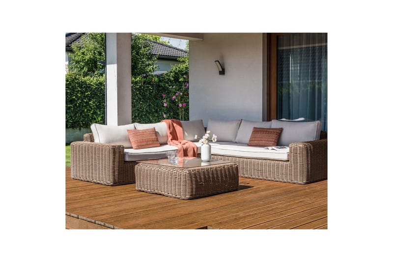 Loungegrupp Palermo Brun/Vit - Brun/Vit - Trädgård & spabad - Utemiljö - Altan & terrass - Altanmöbler