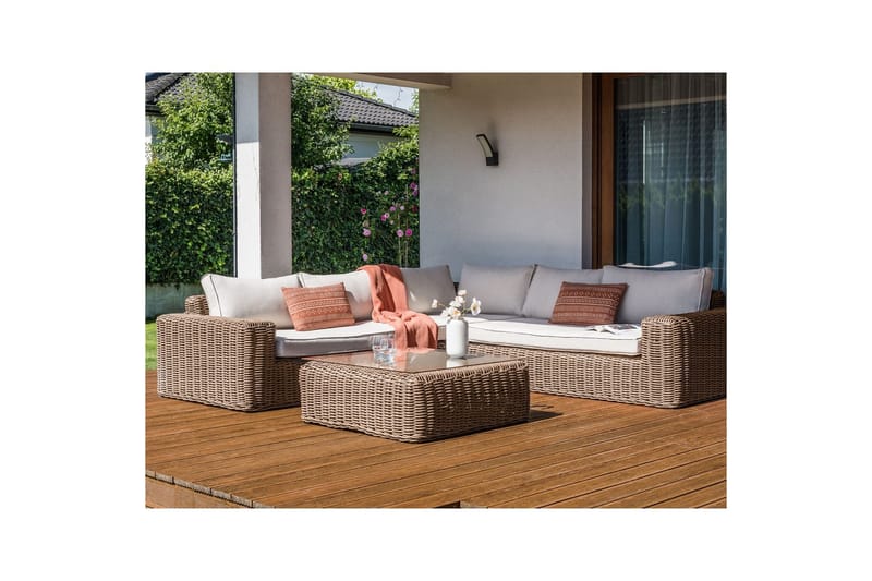 Loungegrupp Palermo Brun/Vit - Brun/Vit - Trädgård & spabad - Utemiljö - Altan & terrass - Altanmöbler