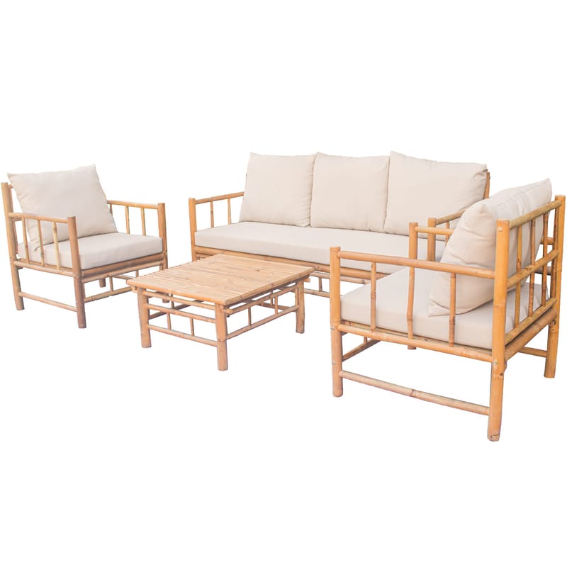 Loungegrupp/soffgrupp i bambu | Dynor med avtagbar klädsel | Lovön - Trädgård & spabad - Utemiljö - Altan & terrass - Altanmöbler