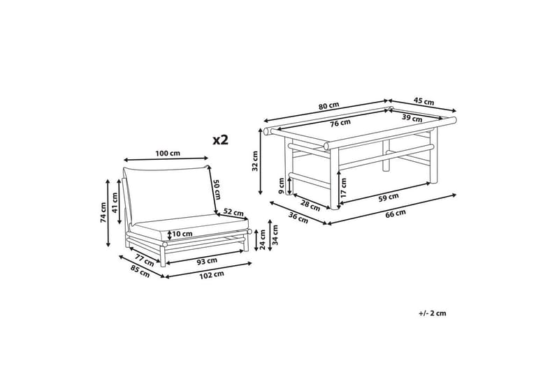 Loungeset Todi Ljus trä/Taupe - Ljus trä/Taupe - Trädgård & spabad - Utemiljö - Altan & terrass - Altanmöbler