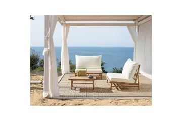 Loungeset Todi Ljus trä/vit - Ljus trä/vit - Utemöbler - Loungemöbler - Soffgrupp utomhus