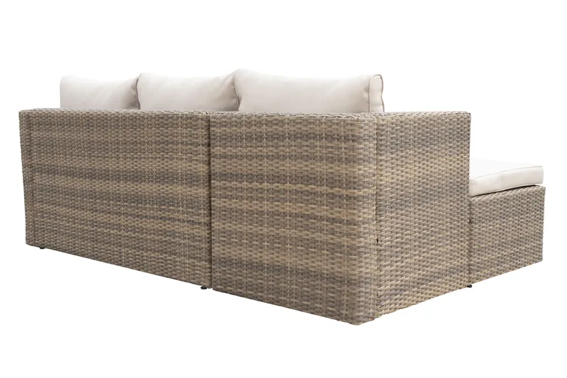 Mendoza l-formad 4-sits soffgrupp i konstrotting för altan och terrass - Brun / Beige dynor - Trädgård & spabad - Utemiljö - Altan & terrass - Altanmöbler