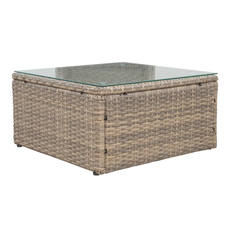 Mendoza l-formad 4-sits soffgrupp i konstrotting för altan och terrass - Brun / Beige dynor - Trädgård & spabad - Utemiljö - Altan & terrass - Altanmöbler