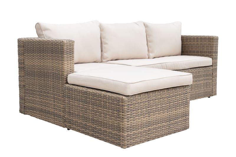 Mendoza l-formad 4-sits soffgrupp i konstrotting för altan och terrass - Brun / Beige dynor - Trädgård & spabad - Utemiljö - Altan & terrass - Altanmöbler