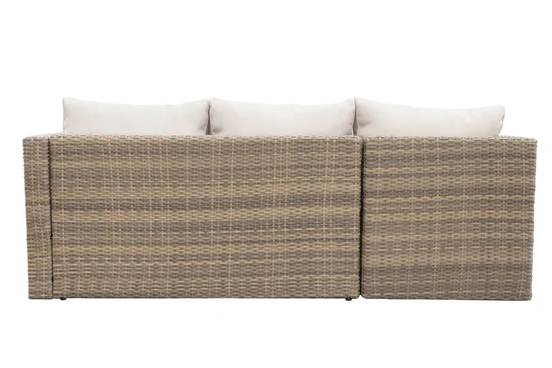 Mendoza l-formad 4-sits soffgrupp i konstrotting för altan och terrass - Brun / Beige dynor - Trädgård & spabad - Utemiljö - Altan & terrass - Altanmöbler