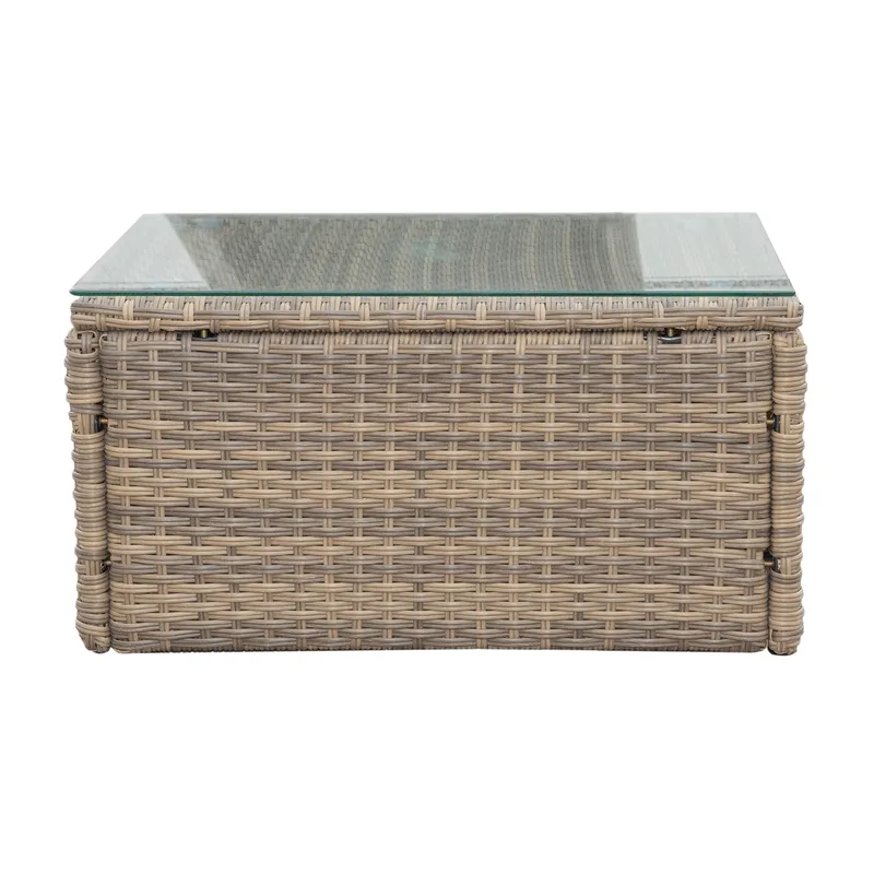 Mendoza l-formad 4-sits soffgrupp i konstrotting för altan och terrass - Brun / Beige dynor - Trädgård & spabad - Utemiljö - Altan & terrass - Altanmöbler