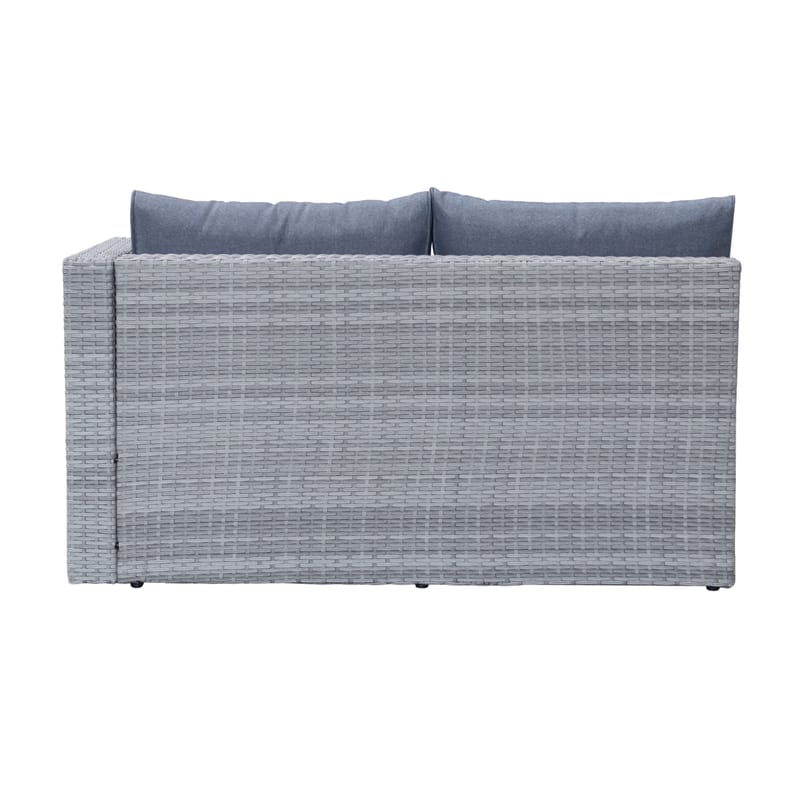 Mendoza l-formad 4-sits soffgrupp i konstrotting för altan och terrass - Grå / Blåa dynor - Trädgård & spabad - Utemiljö - Altan & terrass - Altanmöbler