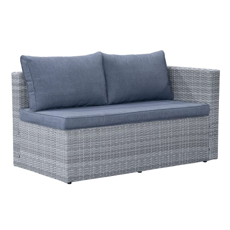Mendoza l-formad 4-sits soffgrupp i konstrotting för altan och terrass - Grå / Blåa dynor - Trädgård & spabad - Utemiljö - Altan & terrass - Altanmöbler