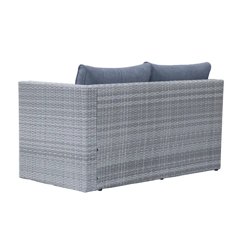 Mendoza l-formad 4-sits soffgrupp i konstrotting för altan och terrass - Grå / Blåa dynor - Trädgård & spabad - Utemiljö - Altan & terrass - Altanmöbler