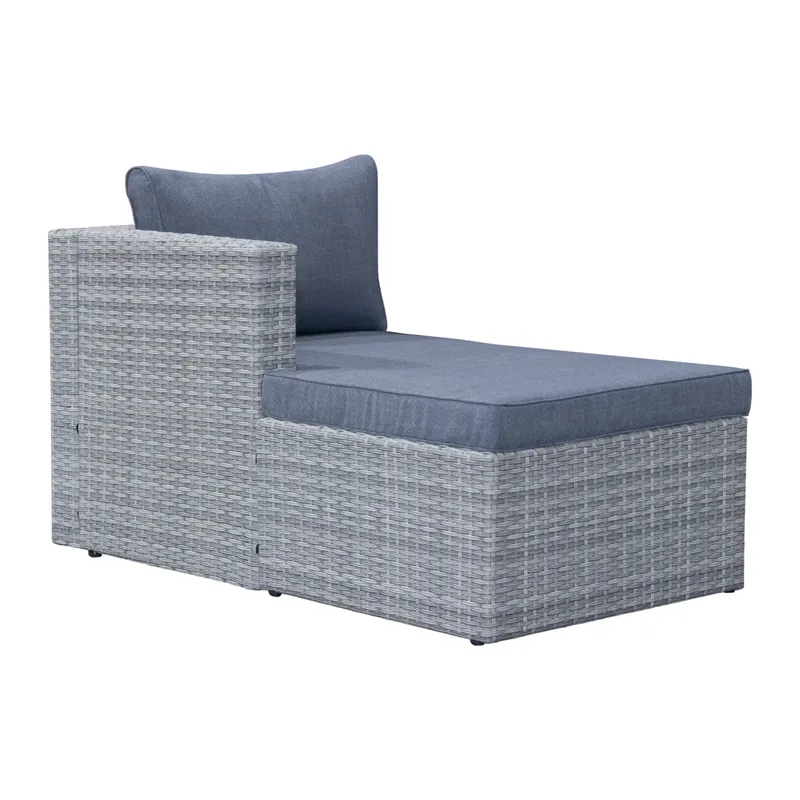 Mendoza l-formad 4-sits soffgrupp i konstrotting för altan och terrass - Grå / Blåa dynor - Trädgård & spabad - Utemiljö - Altan & terrass - Altanmöbler