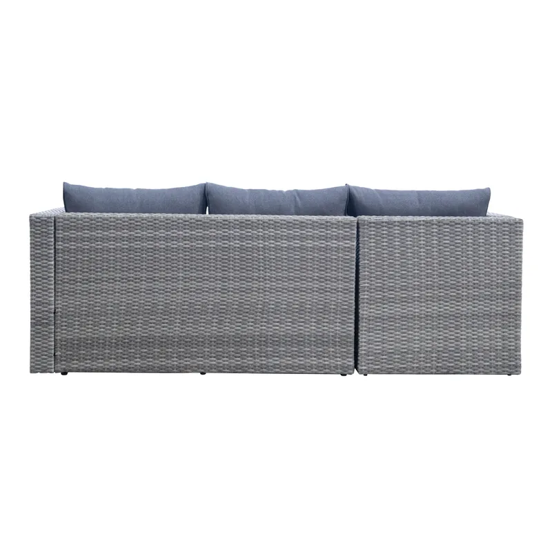 Mendoza l-formad 4-sits soffgrupp i konstrotting för altan och terrass - Grå / Blåa dynor - Trädgård & spabad - Utemiljö - Altan & terrass - Altanmöbler