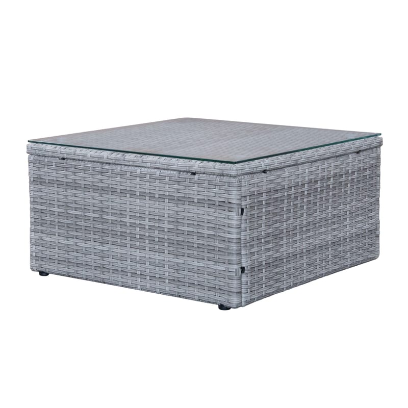 Mendoza l-formad 4-sits soffgrupp i konstrotting för altan och terrass - Grå - Trädgård & spabad - Utemiljö - Altan & terrass - Altanmöbler