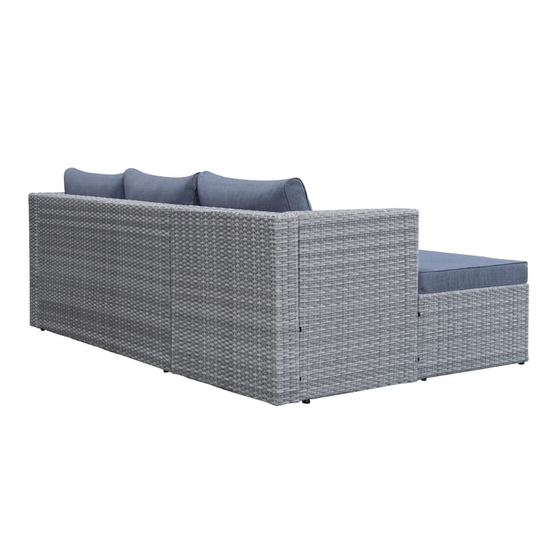 Mendoza l-formad 4-sits soffgrupp i konstrotting för altan och terrass - Grå - Trädgård & spabad - Utemiljö - Altan & terrass - Altanmöbler