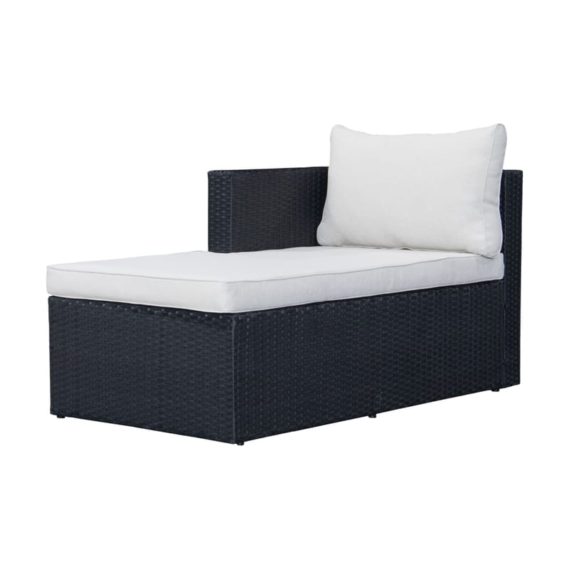 Mendoza l-formad 4-sits soffgrupp i konstrotting för altan och terrass - Svart / Vita dynor - Trädgård & spabad - Utemiljö - Altan & terrass - Altanmöbler