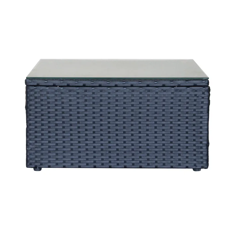 Mendoza l-formad 4-sits soffgrupp i konstrotting för altan och terrass - Svart / Vita dynor - Trädgård & spabad - Utemiljö - Altan & terrass - Altanmöbler