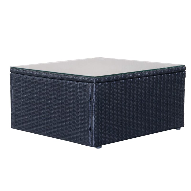 Mendoza l-formad 4-sits soffgrupp i konstrotting för altan och terrass - Svart - Trädgård & spabad - Utemiljö - Altan & terrass - Altanmöbler