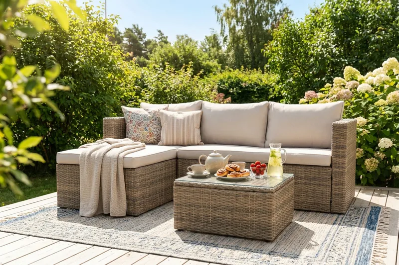 Mendoza Soffgrupp 4-sits - Brun - Trädgård & spabad - Utemiljö - Altan & terrass - Altanmöbler