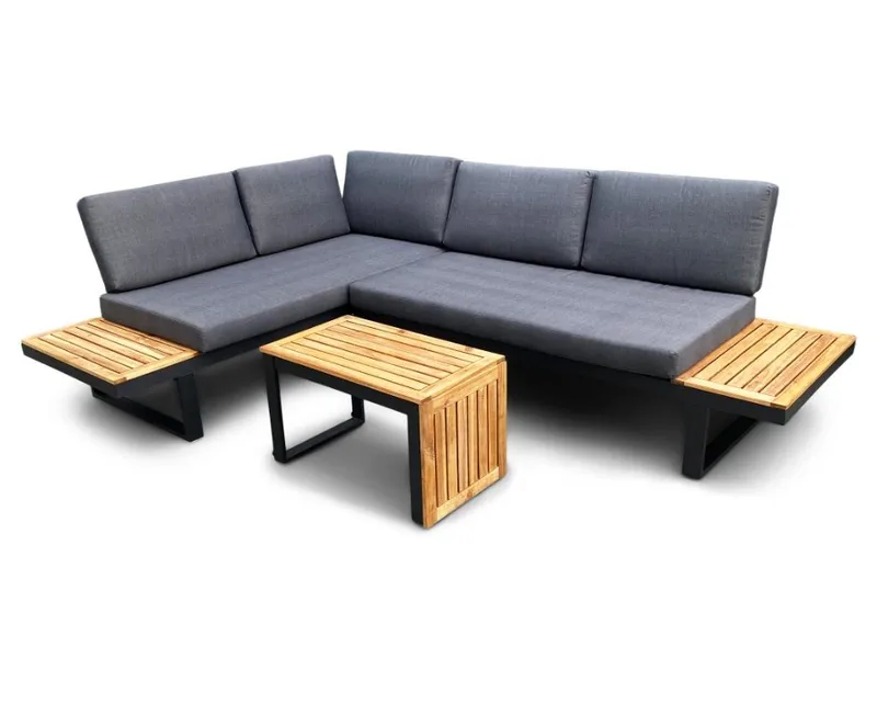 Monte Carlo utegrupp modulsoffa med bord, Svart/grå