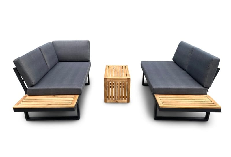 Monte Carlo utegrupp modulsoffa med bord - Svart/grå - Trädgård & spabad - Utemiljö - Altan & terrass - Altanmöbler